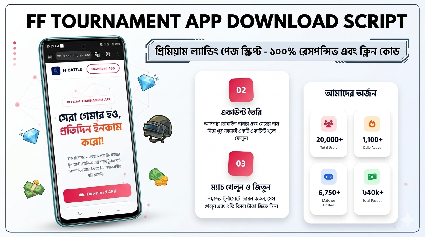 ​FF Tournament APK Download Website Source Code